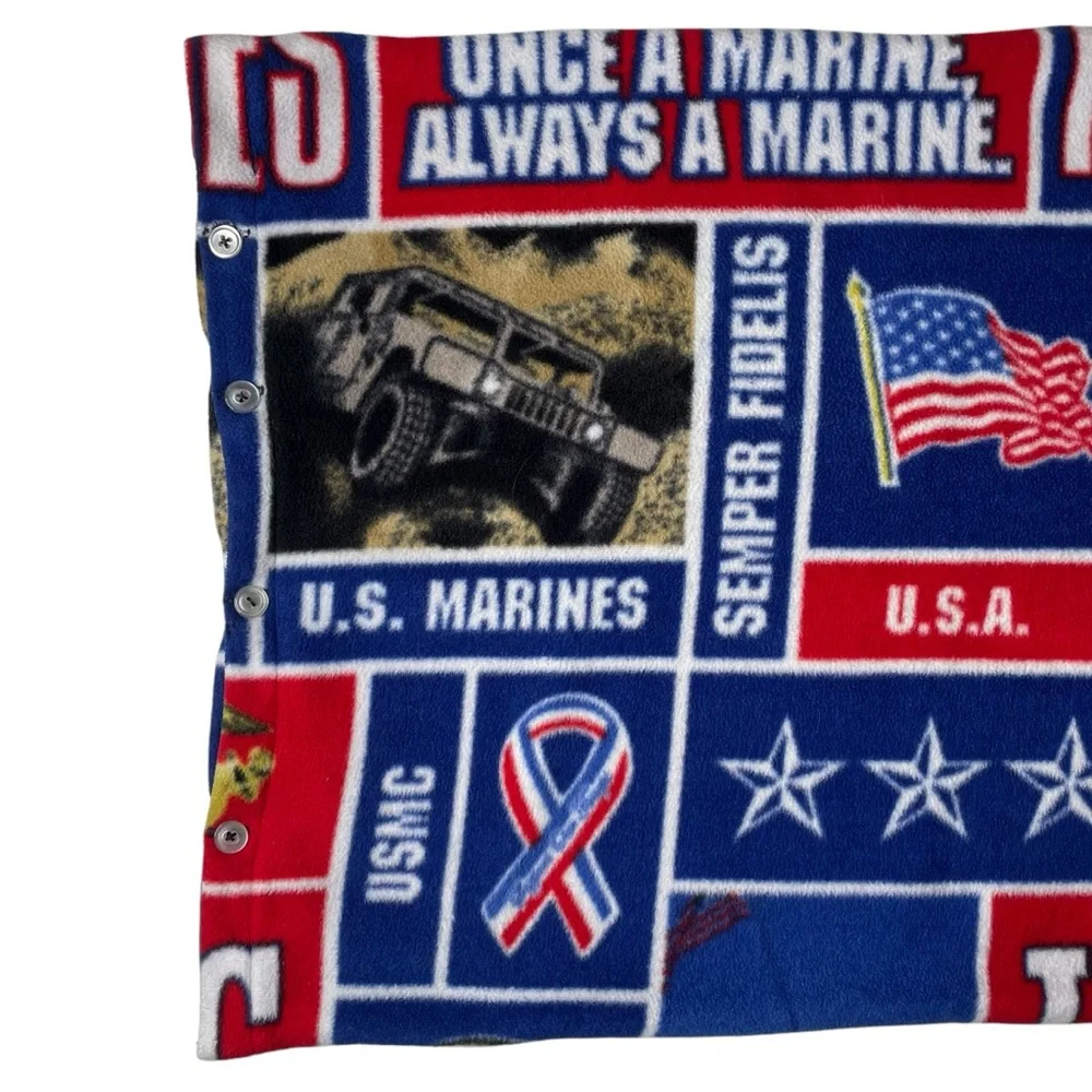 USMC Marine Corps Fleece Pillowcase Marines Flag Military Tank Standard Pillow